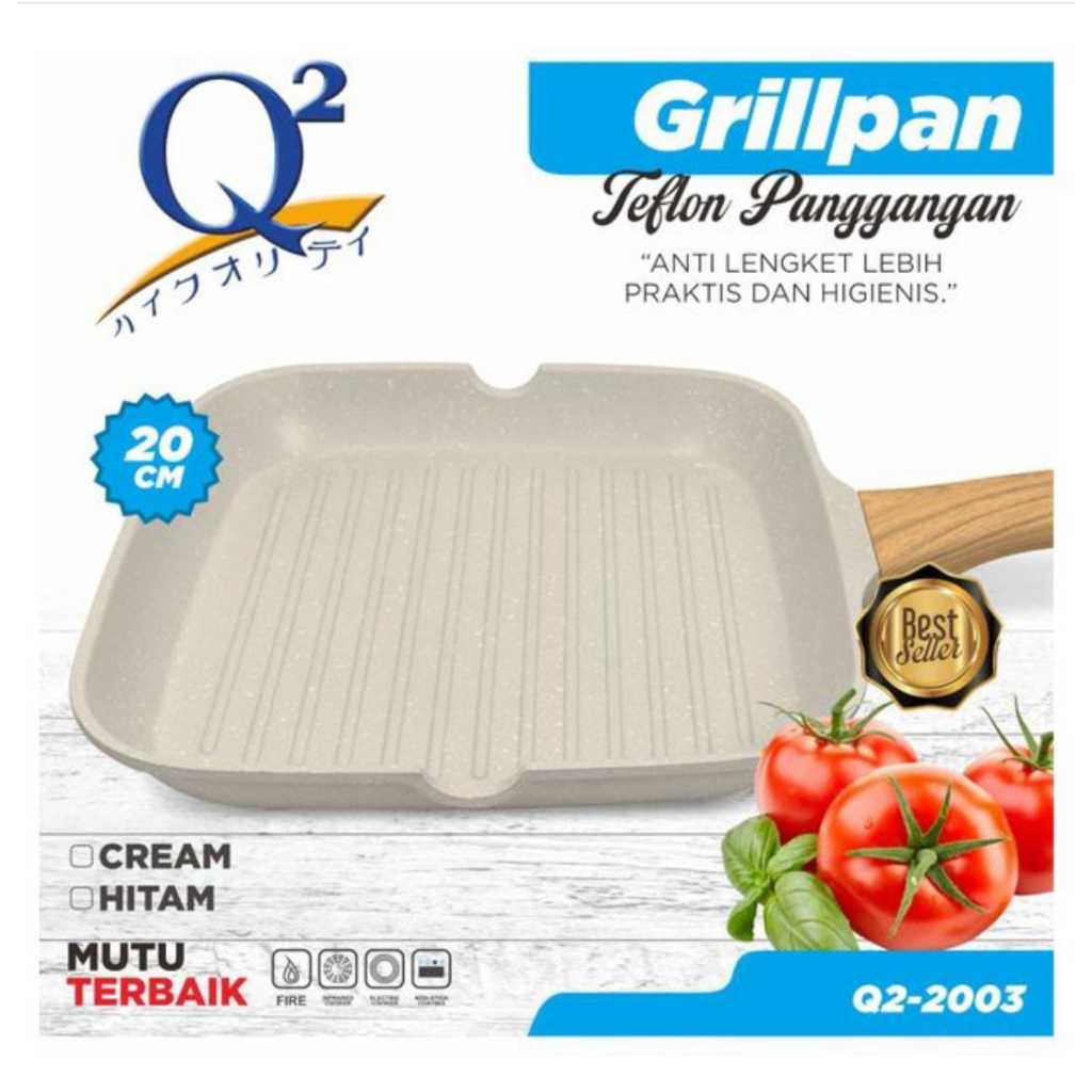 Teflon 20Cm Q2-2003 / Grill Pan Anti Lengket / Panci Teflon Kotak Anti Lengket / Panggangan Grill Pa