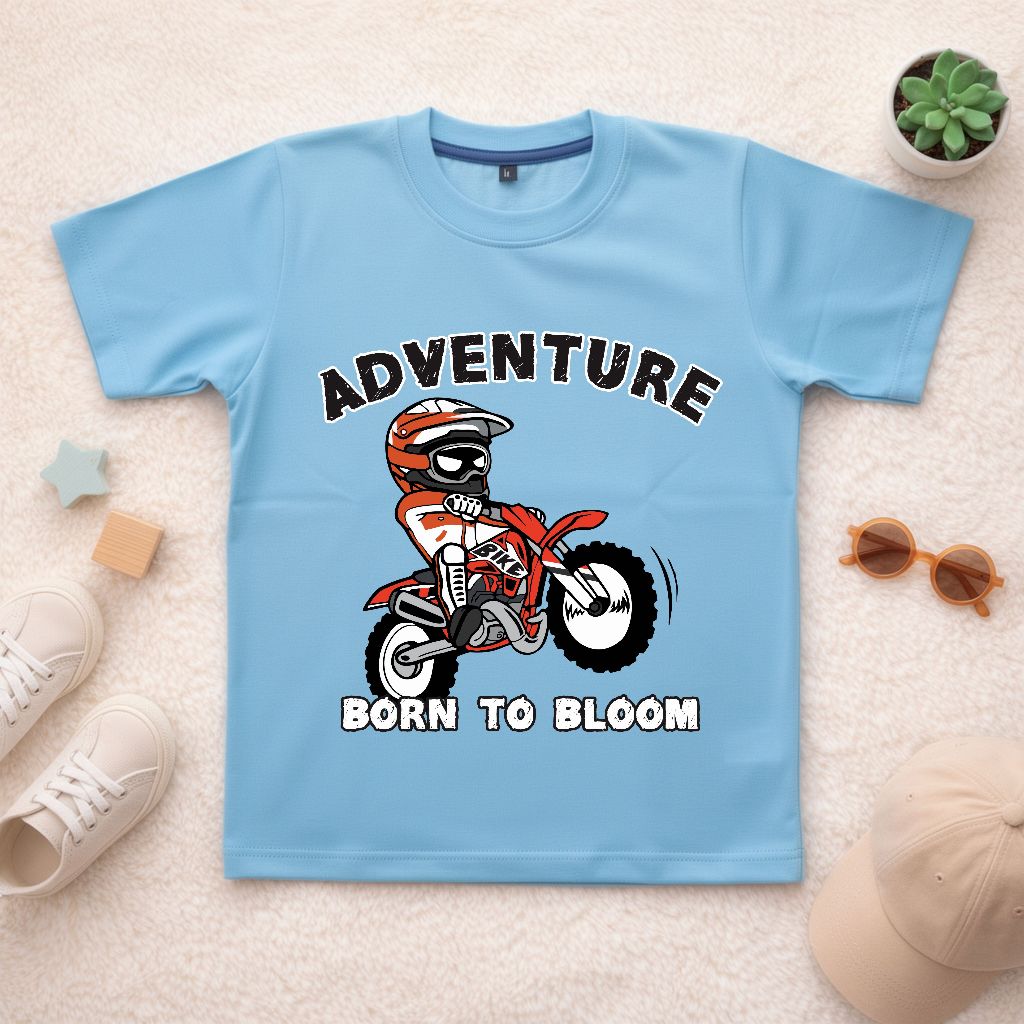 Mimoa - Baju Kaos Anak Laki Laki 100% Catton Combed S30 Gambar Sepeda Trail Adventure - Pakaian Anak