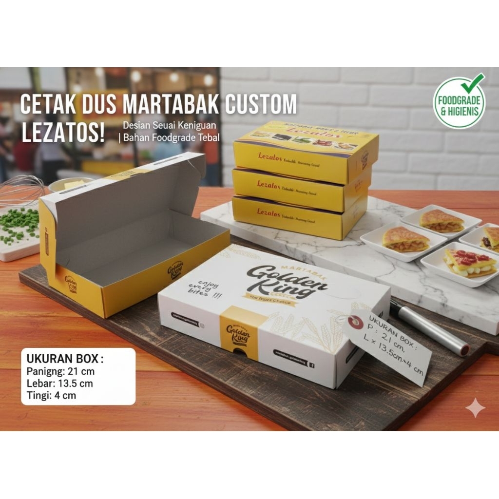Custom Dus Martabak Manis / Telur - Cetak Logo Sendiri - Bahan Duplex 310gsm Tebal (Isi 500 pcs)