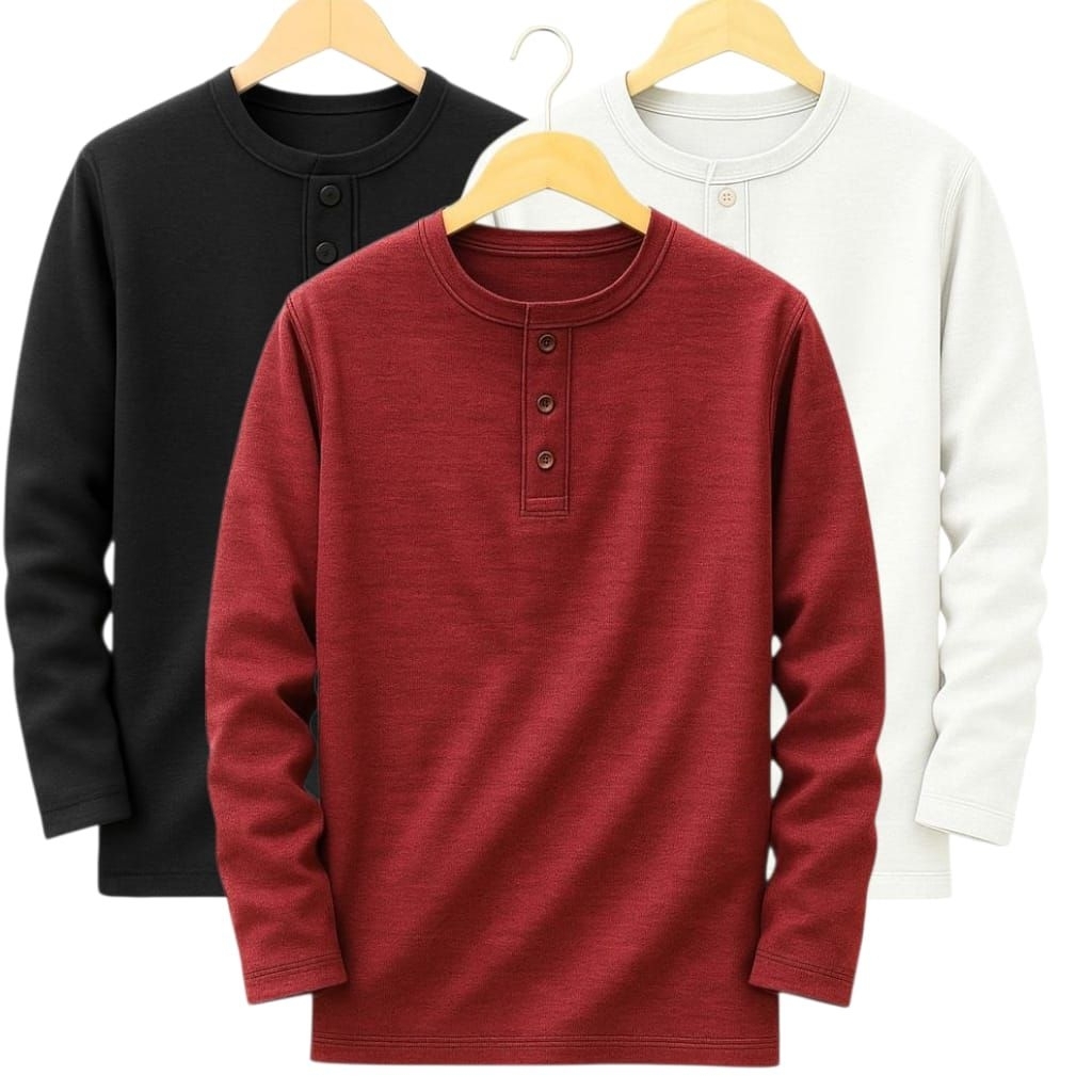 kaos kancing paket hemat isi tiga pcs. kaos hengley lengan panjang polos. kaos pria kekinian