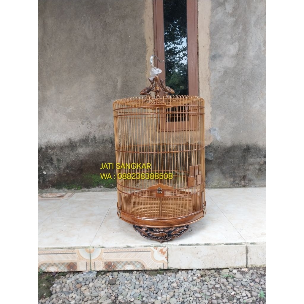 sangkar murai dm 55 mahkota+ kaki ukir koi
