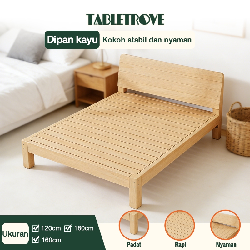 TABLETROVE Tempat Tidur Dipan kayu Kokoh dan tahan lama Laci di bawah tempat tidur kamar tidur