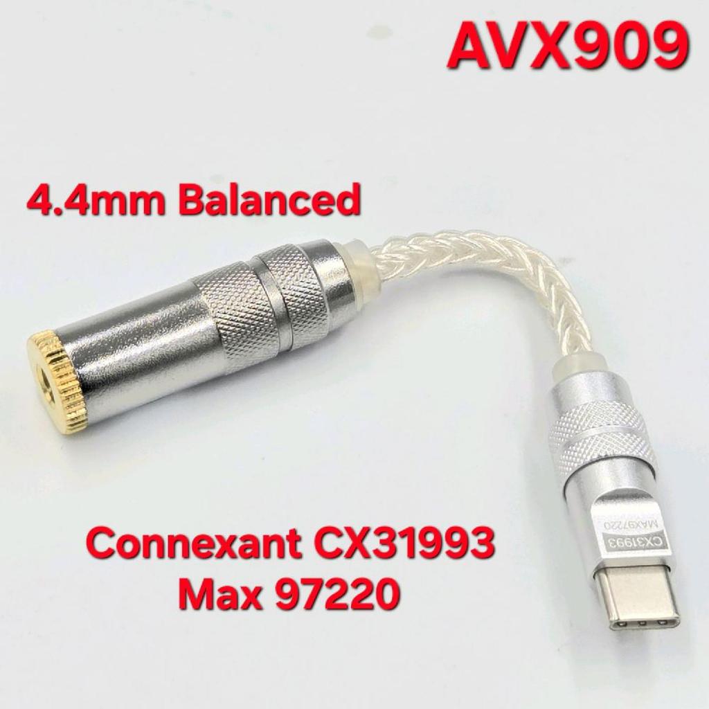 AVPRO AVQ909 Conexant CX31993 & MAX97220 Dual Chip Type-C to 4.4mm Balanced DAC Cable 14cm