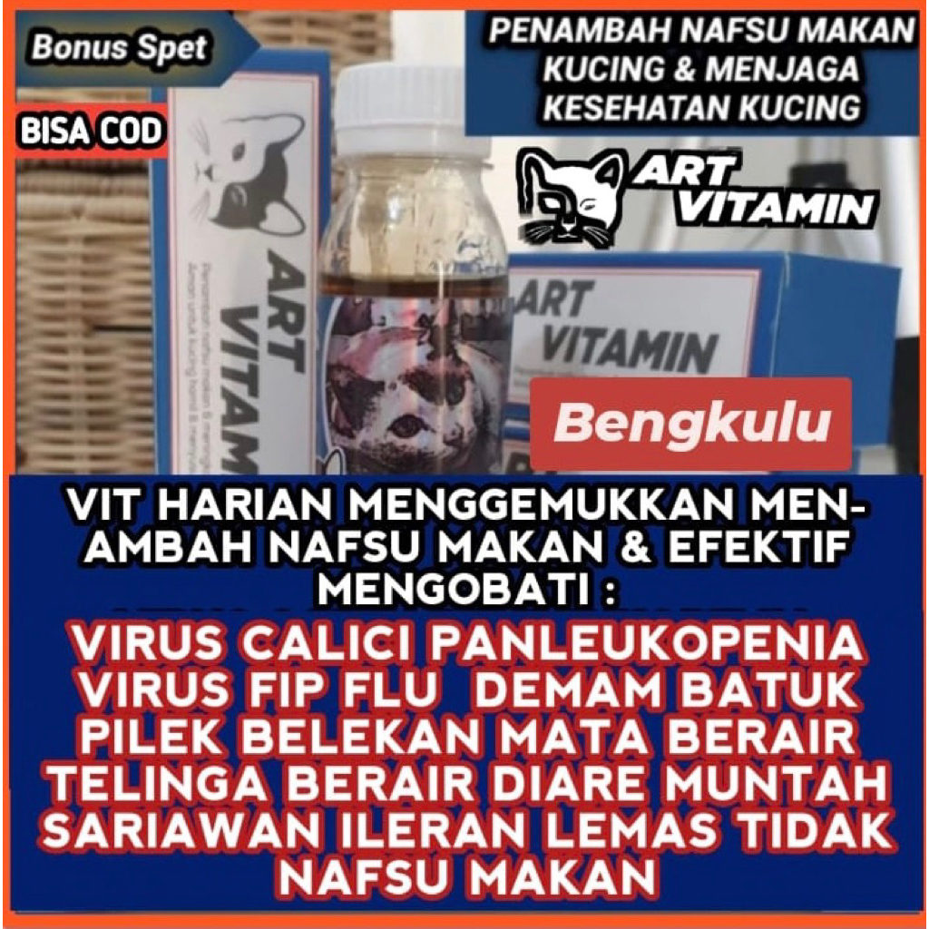 Obat Kucing Art Vitamin Kucing untuk Virus Calici Panleu FIP Flu Belekan Demam Diare Hampir Semua Pe