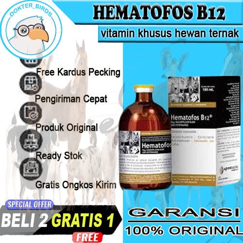 HEMATOFOS B12 50ml - Multivitamin Amino ATP Lengkap Untuk Ternak