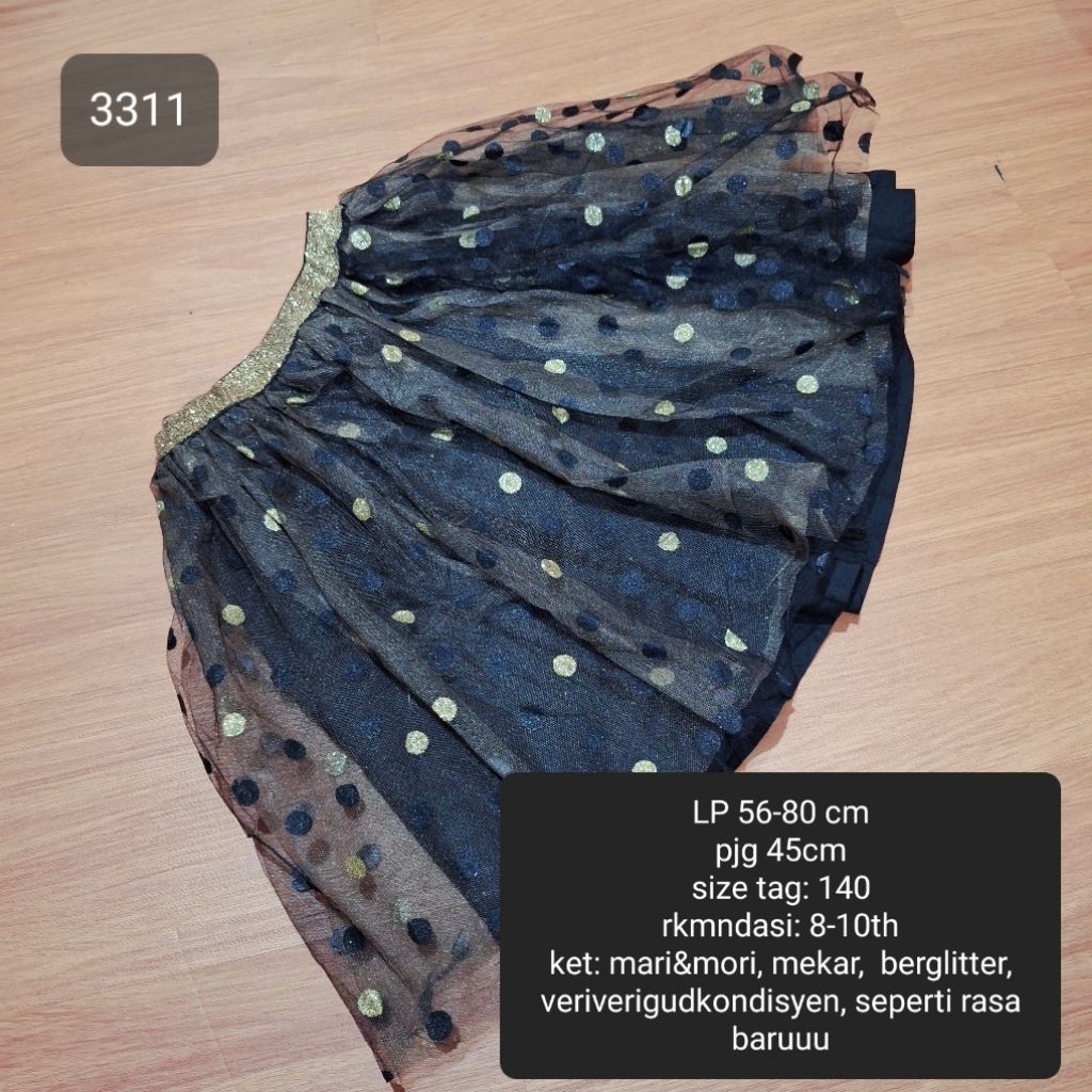 ROK TUTU ANAK PEREMPUAN 8-10 TAHUN POLKA GOLD MURAH (3311)