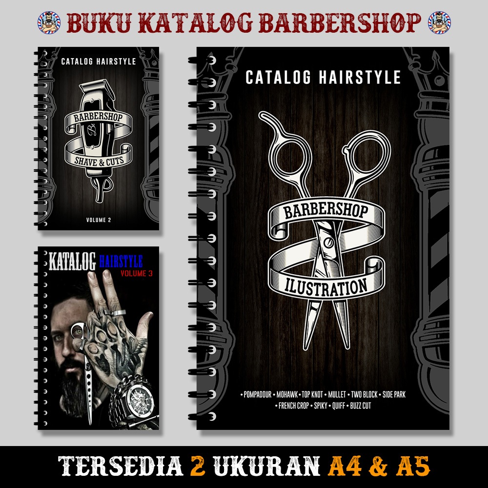 Buku Katalog Pangkas Rambut Pria Populer - Majalah Model Rambut Barbershop - Katalog Best Seller