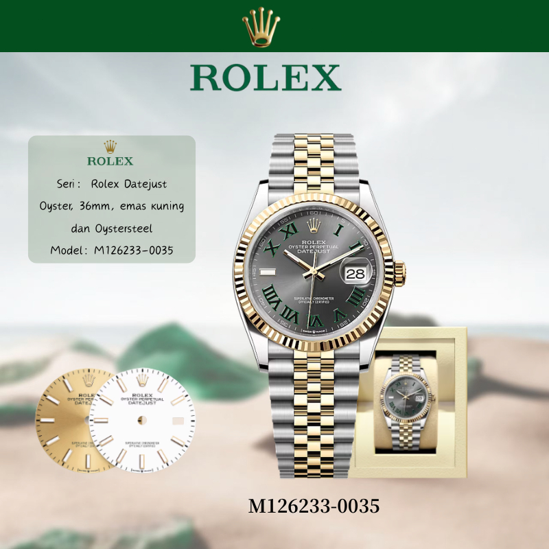 (100% Rolex Asli) Cash on Delivery Rolex Baru Termasuk Kotak Oyster Perpetual DatejustM126233-0035Ja