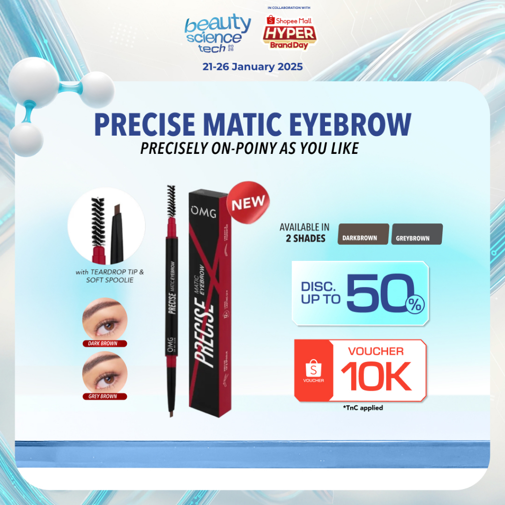 OMG OH MY GLAM EYEBROW Precise Matic, Precisely On-Point Pensil Alis Tahan Lama dan Presisi | Waterp