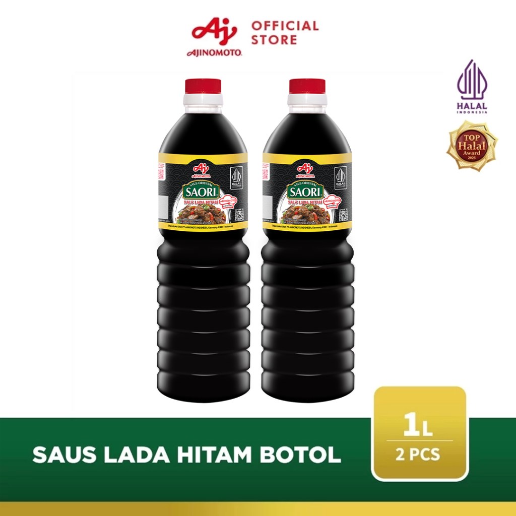 SAORI® Saus Lada Hitam Botol 1L (2pcs)