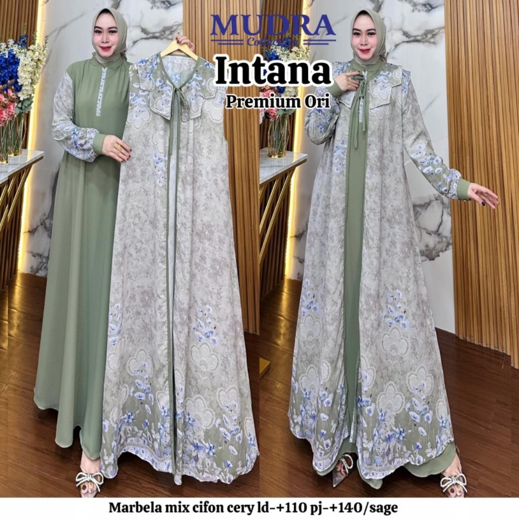 Intana Dress Premium Ori by Mudra - dress marbela mix cifon cery - gamis wanita model terbaru kekini
