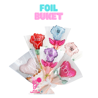 Balon Foil Bentuk buket bunga Love / Bunga Buket Balon