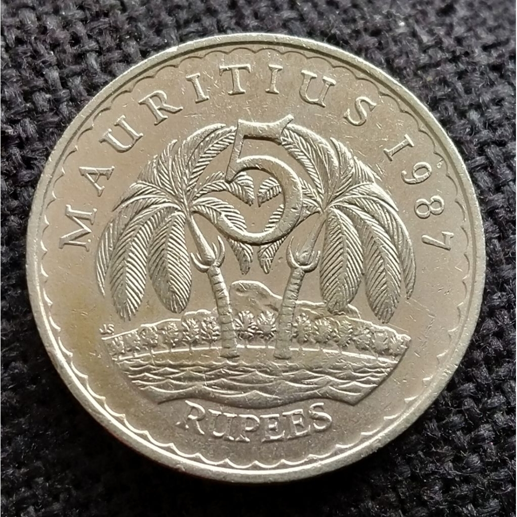 Koin Kuno Mauritius 5 Rupee Pohon Kelapa pilihan tahun KOIN BESAR