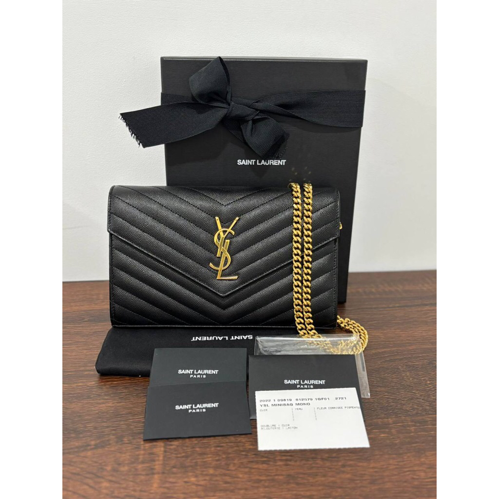 (PRELOVED) YSL WOC 22cm Black GHW 2022