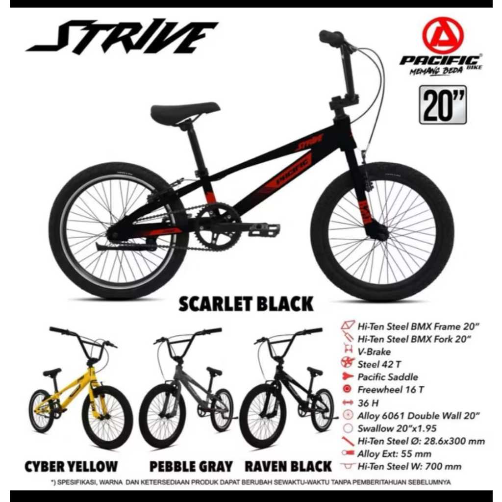 Sepeda BMX Ukuran 20 Pacific Strive / Sepeda Anak 20" Pacific Strive Murah Berkualitas