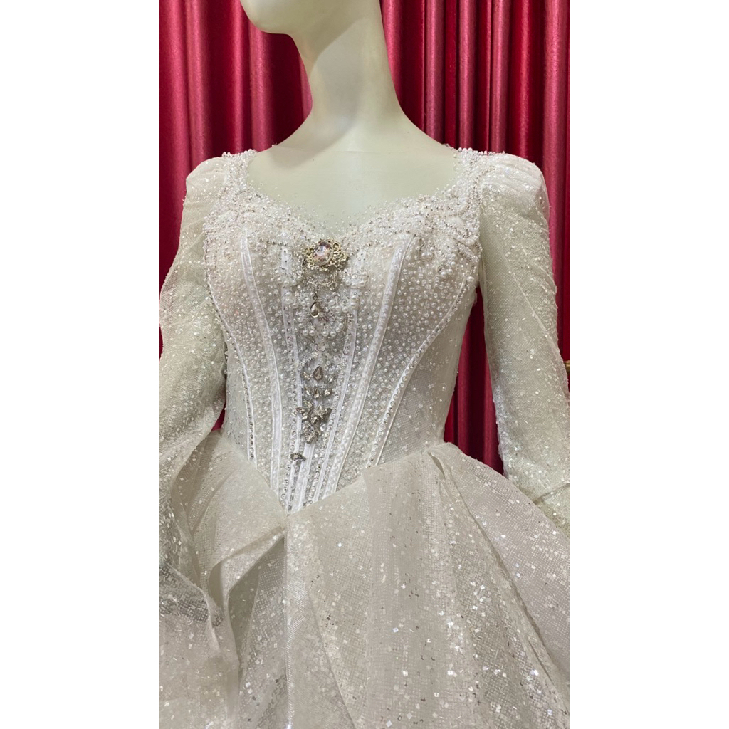 Gaun Pengantin lengan panjang berekor  Candy crush 84