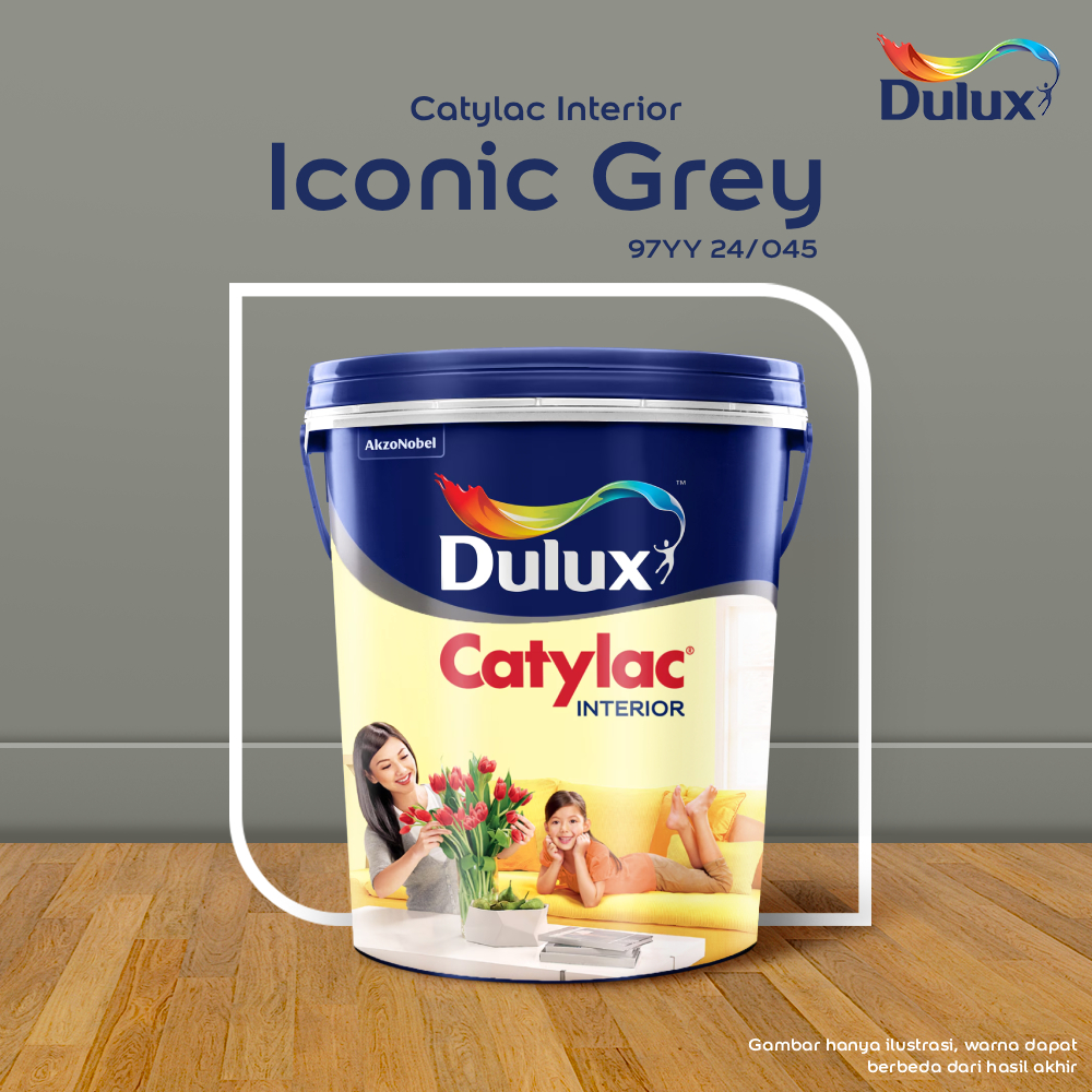CAT TEMBOK ICONIC GREY DULUX CATYLAC INTERIOR - 25KG 97YY 24/045 CAT TEMBOK DULUX CATYLAC
