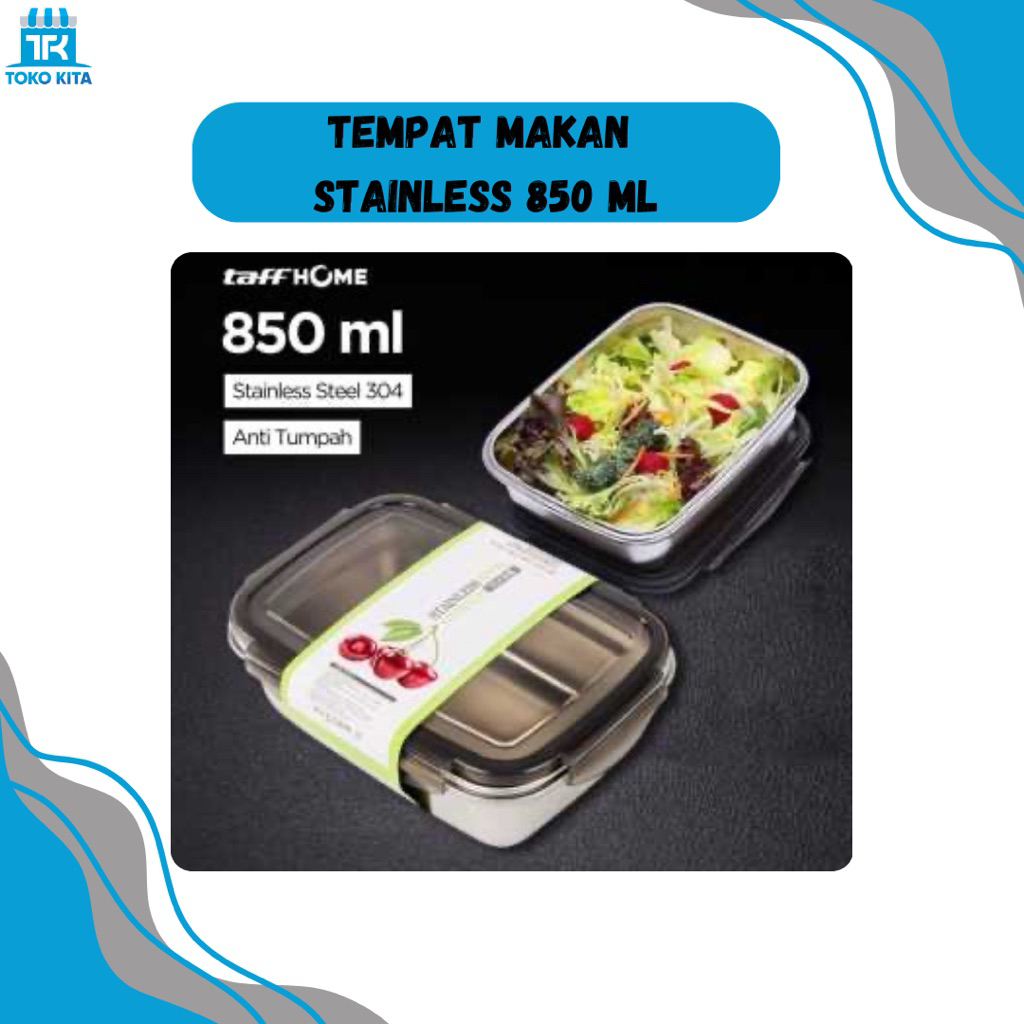 TEMPAT MAKAN ANTI TUMPAH STAINLESS 850 ML
