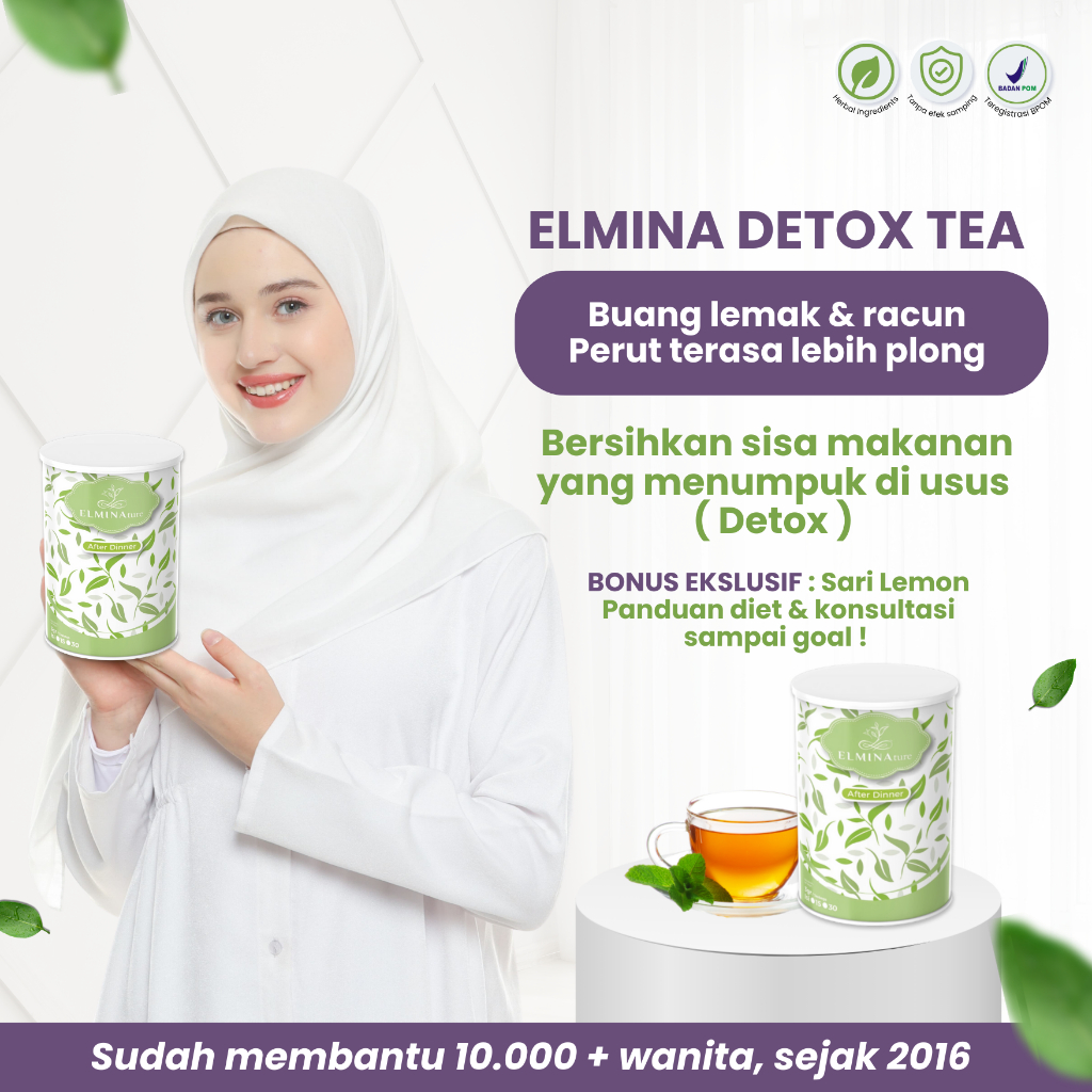 Elmina Detox Tea | Teh Pelangsing | After Dinner Tea | Bantu Lancarkan Pencernaan