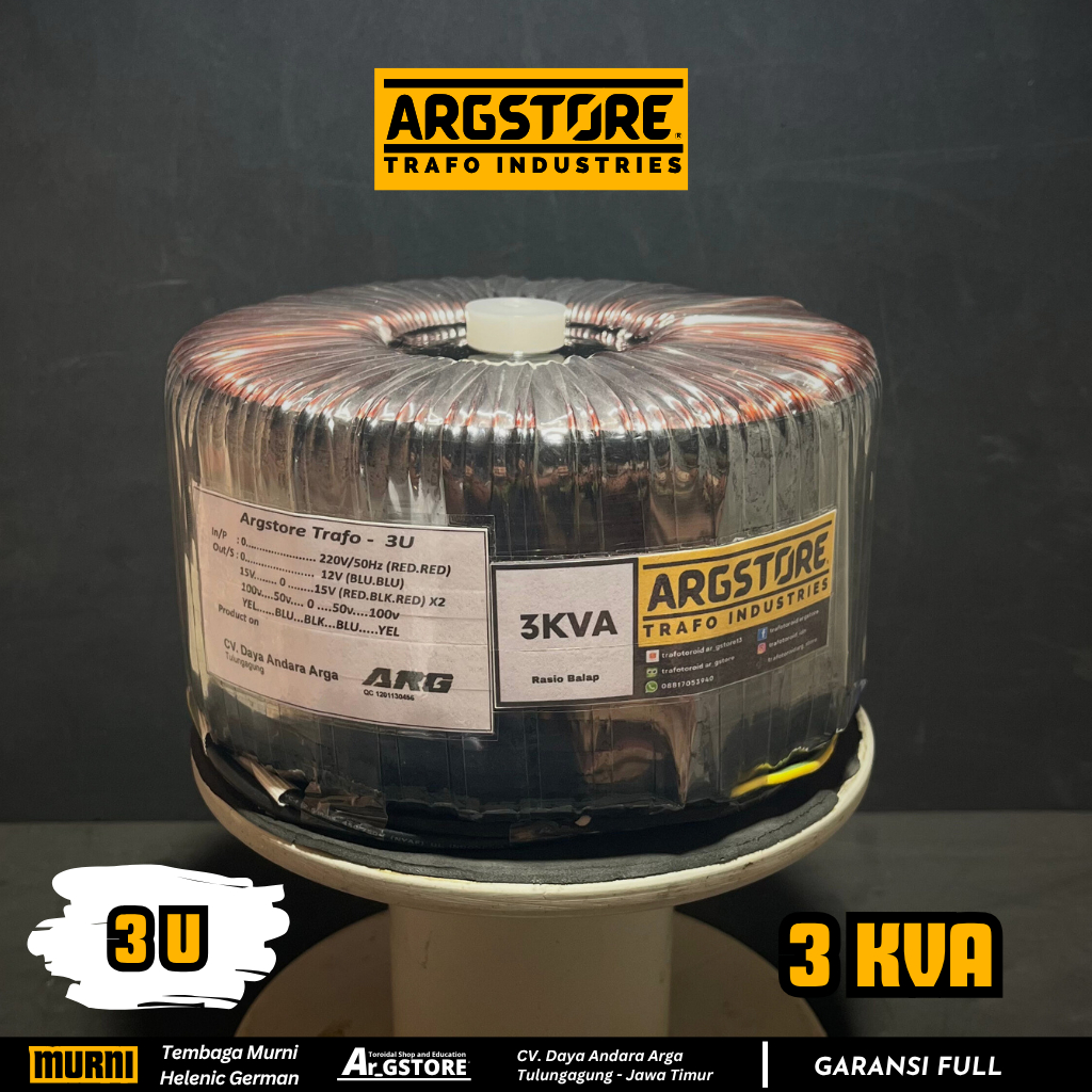 Trafo toroid donat 3 KVA Murni Spek Class H ARG