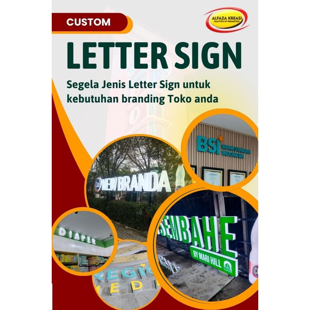 Custom Letter Sign Akrilik LED | Huruf timbul | Indoor dan Outdoor