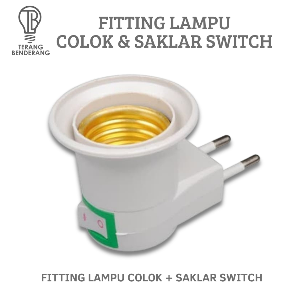 Fitting Lampu Colok Dinding Lengkap Dengan Saklar Switch On Off