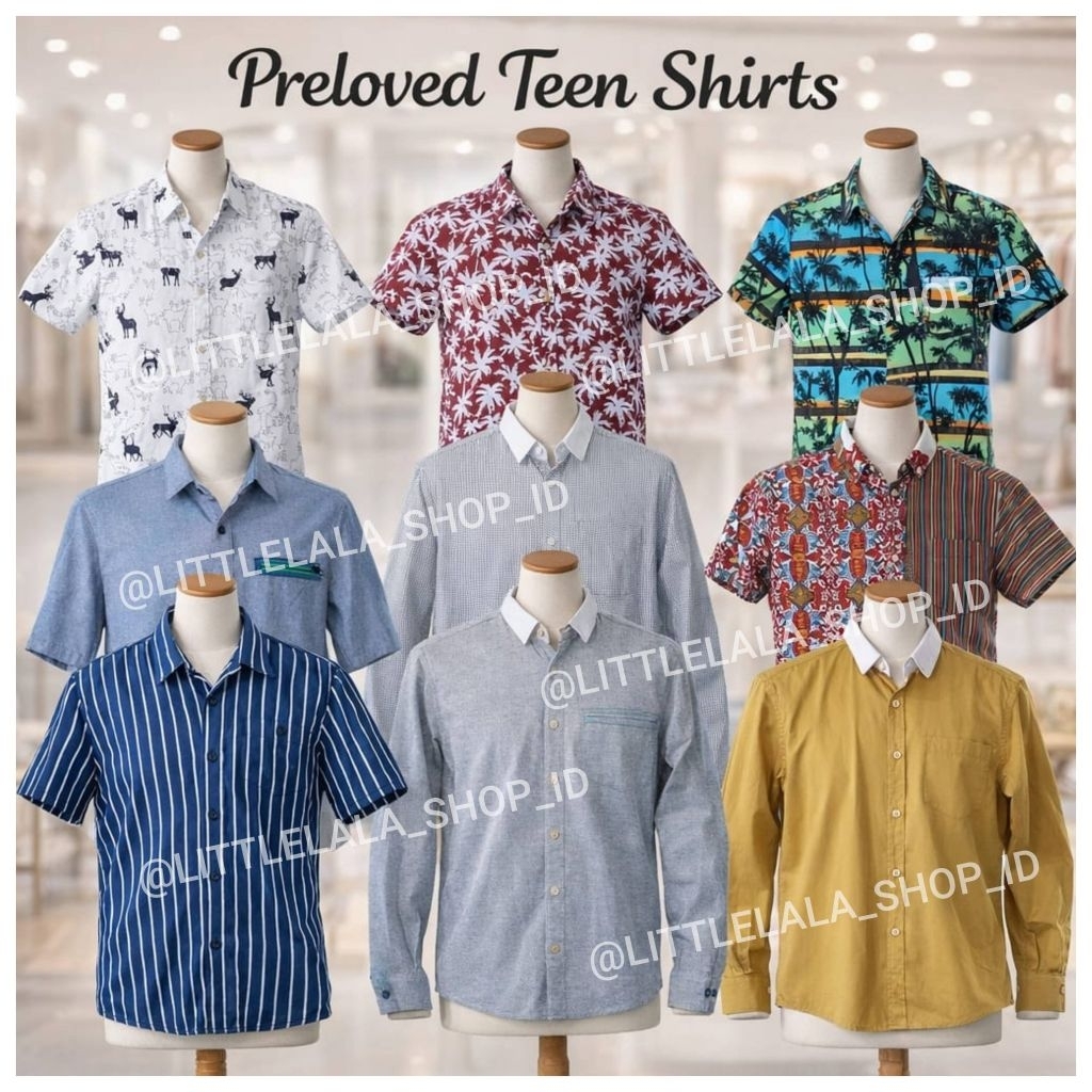 Batik Batik Pria Preloved Teen Shirt/Kemeja Preloved remaja lengan pendek like new/baju second hand 