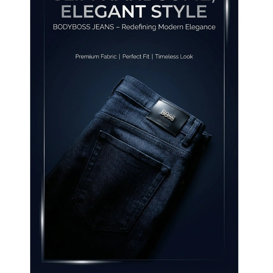 SumberRejekiJeans - BODYBOSS Celana Jeans Panjang Pria Standard Reguler Stretch BLUE MOON