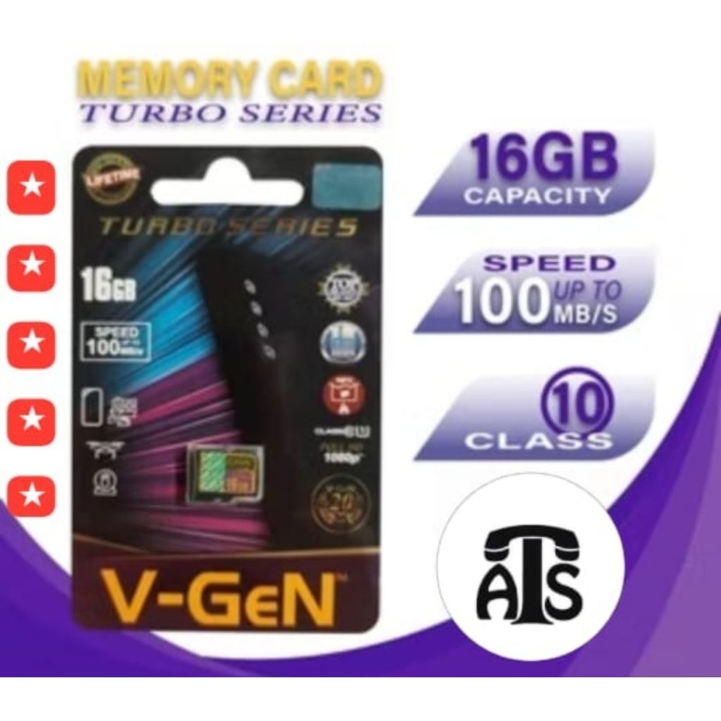 Memori 16 GB Memory Card VGEN Micro SD V-GEN Original 8gb 16gb 32gb 64gb 128gb Class10 Turbo Maestro