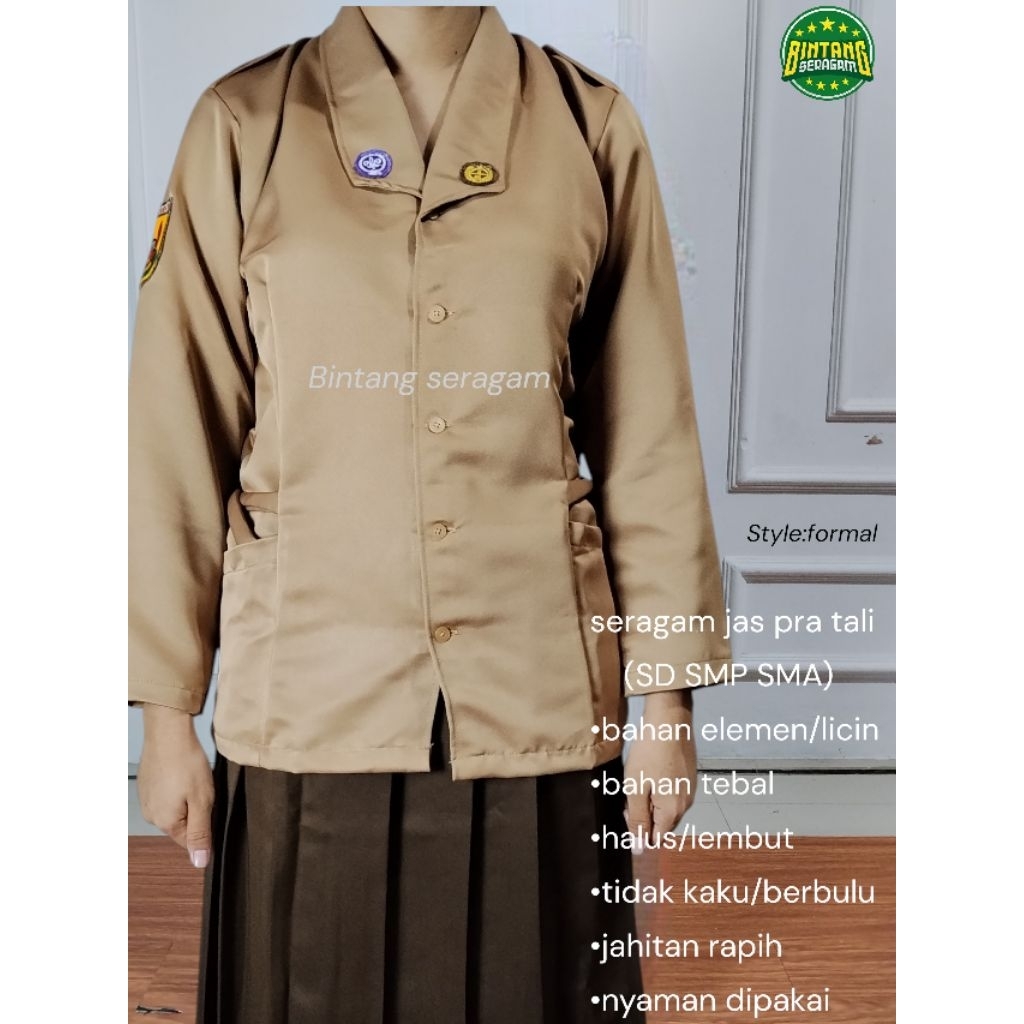 Baju seragam pramuka jas tali SD/SMP/SMA bahan elemen licin