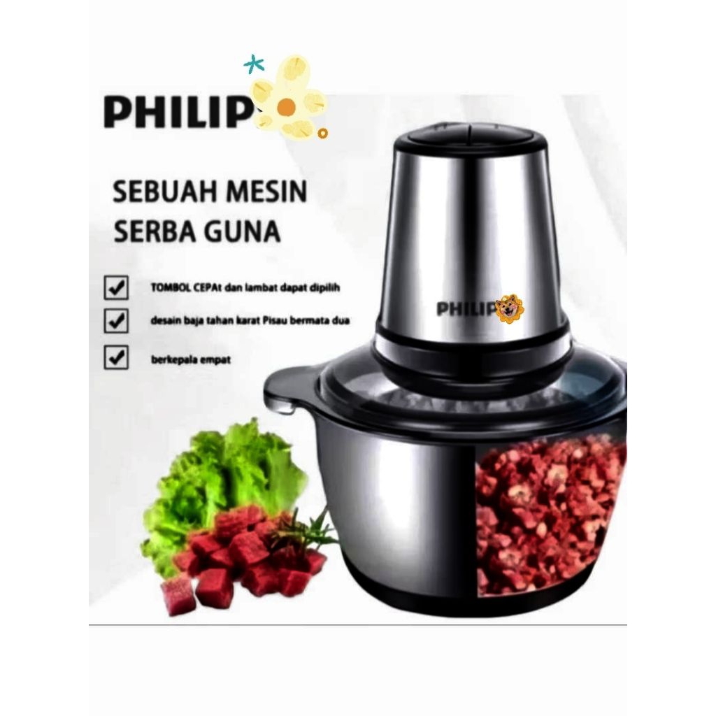 promo blender Philips 2L serbaguna penggiling daging dan bumbu berbahan stainless 400watt
