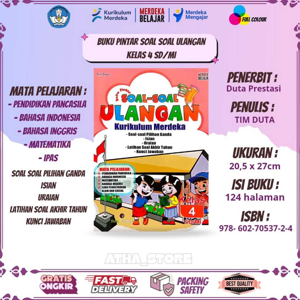 BUKU PINTAR SOAL-SOAL ULANGAN & KUNCI JAWABAN KELAS 4 KURIKULUM PENGGERAK-MERDEKA SD/MI PENERBIT: DU
