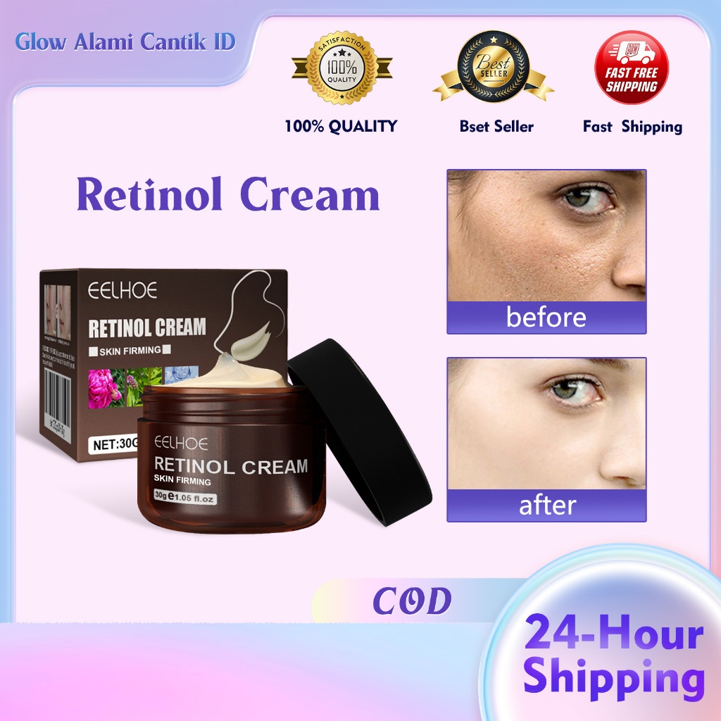 EELHOE Retinol Cream 30g  Retinol Moisturizer Krim Malam Pemutih Kulit Serum Anti-Aging Mengurangi K
