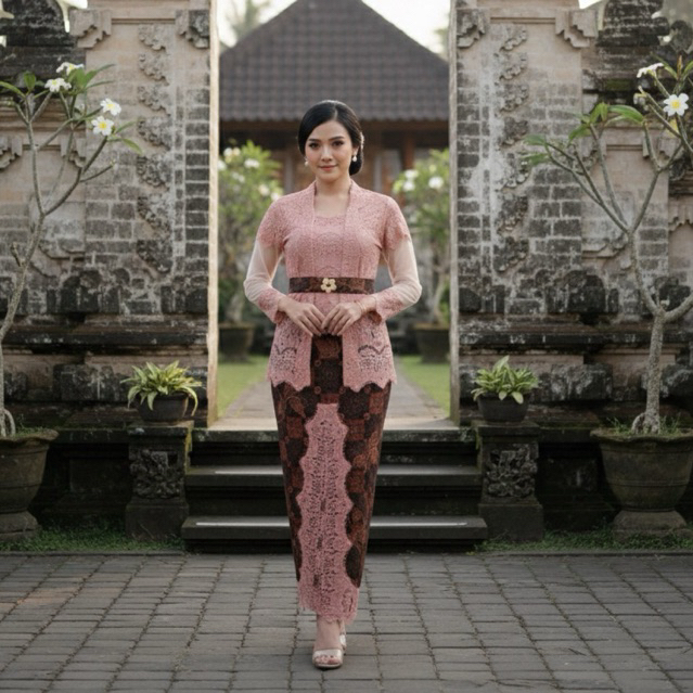 Setelan  Kebaya rangrang Bali rok modifikasi [Tampa Dalaman ]