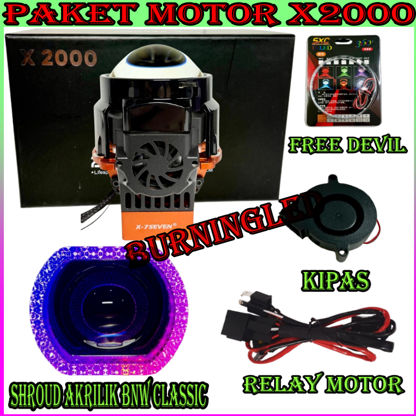 X-7SEVEN - COMBO PAKET HEMAT MOTOR BILED X2000 2,5 INC 60 WATT BILED X7SEVEN SET MOTOR BILED BUNDLIN