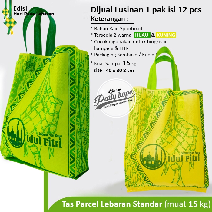isi 12 Goodie Bag Idul Fitri grosir / Tas spunbond sembako lebaran hari raya Idul fitri tebal kuat