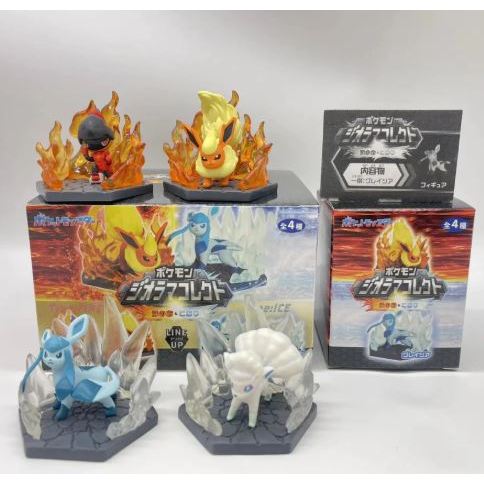 Figure Pokemon Gashapon Diorama Collect Fire and Ice Complete Set 4