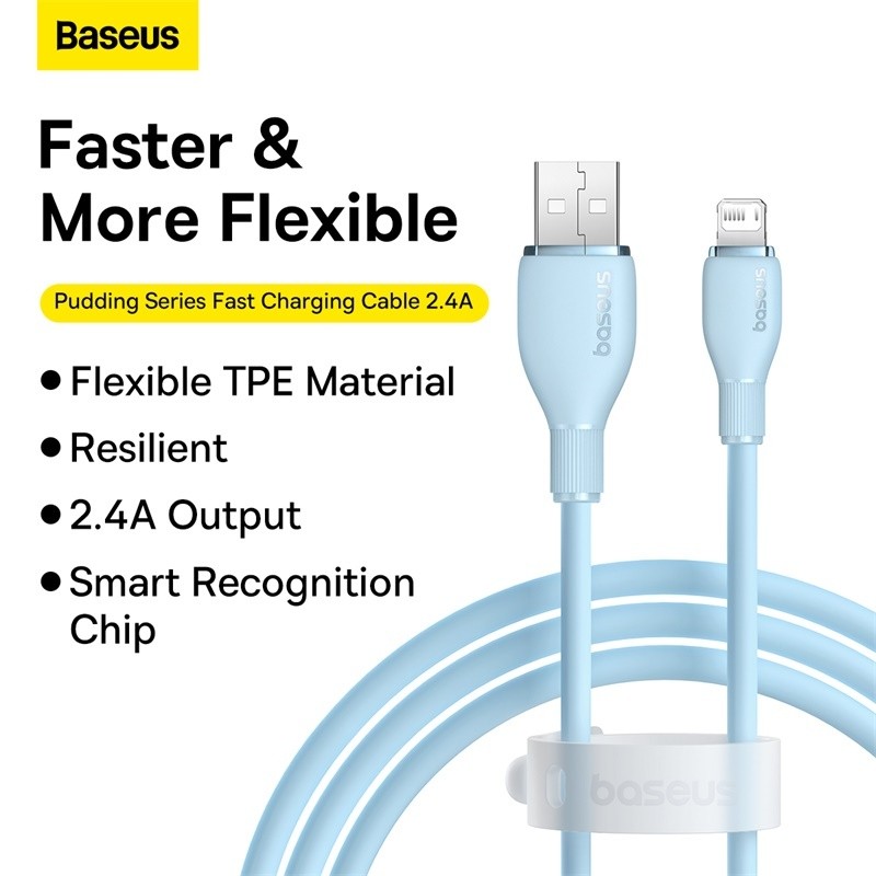 Baseus Kabel Data Pudding Series Fast Charging Cable USB to iP Lighting 2.4A 1.2m & 2m