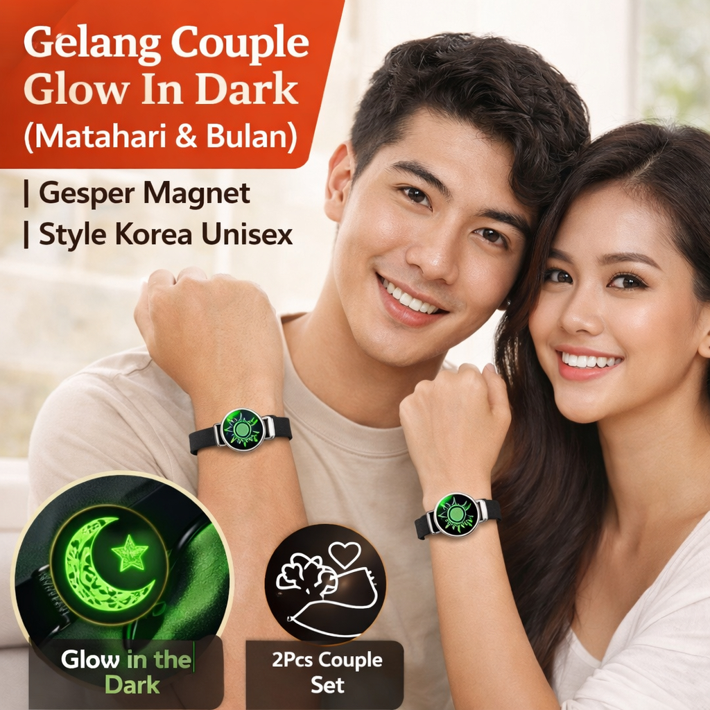 [Beli 1 Gratis 1] Gelang Couple Pasangan Glow in the Dark Bintang Bulan Titanium Gelang  LDR  You An