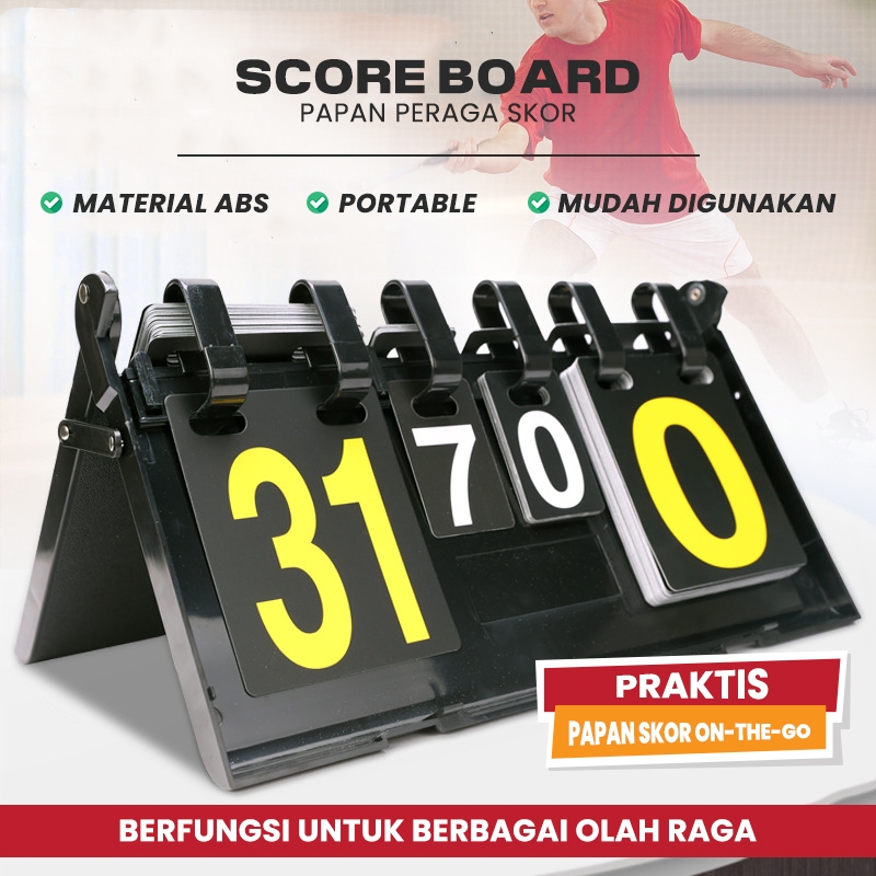 Papan Skor Manual Olahraga Portable | Scoreboard Badminton Futsal Voli Basket