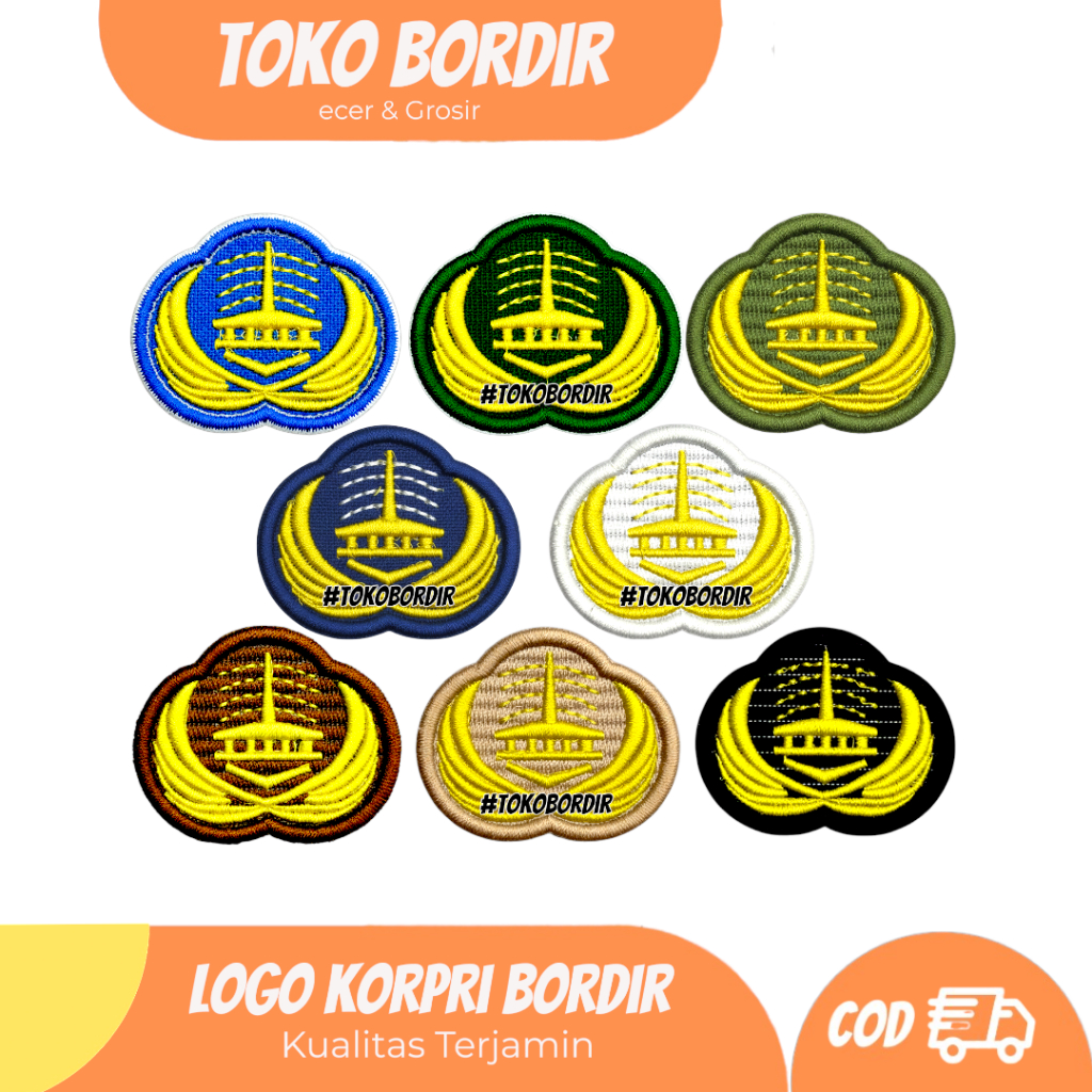 Bed logo Korpri Bordir Coklat | Putih | biru | hijau | Hitam
