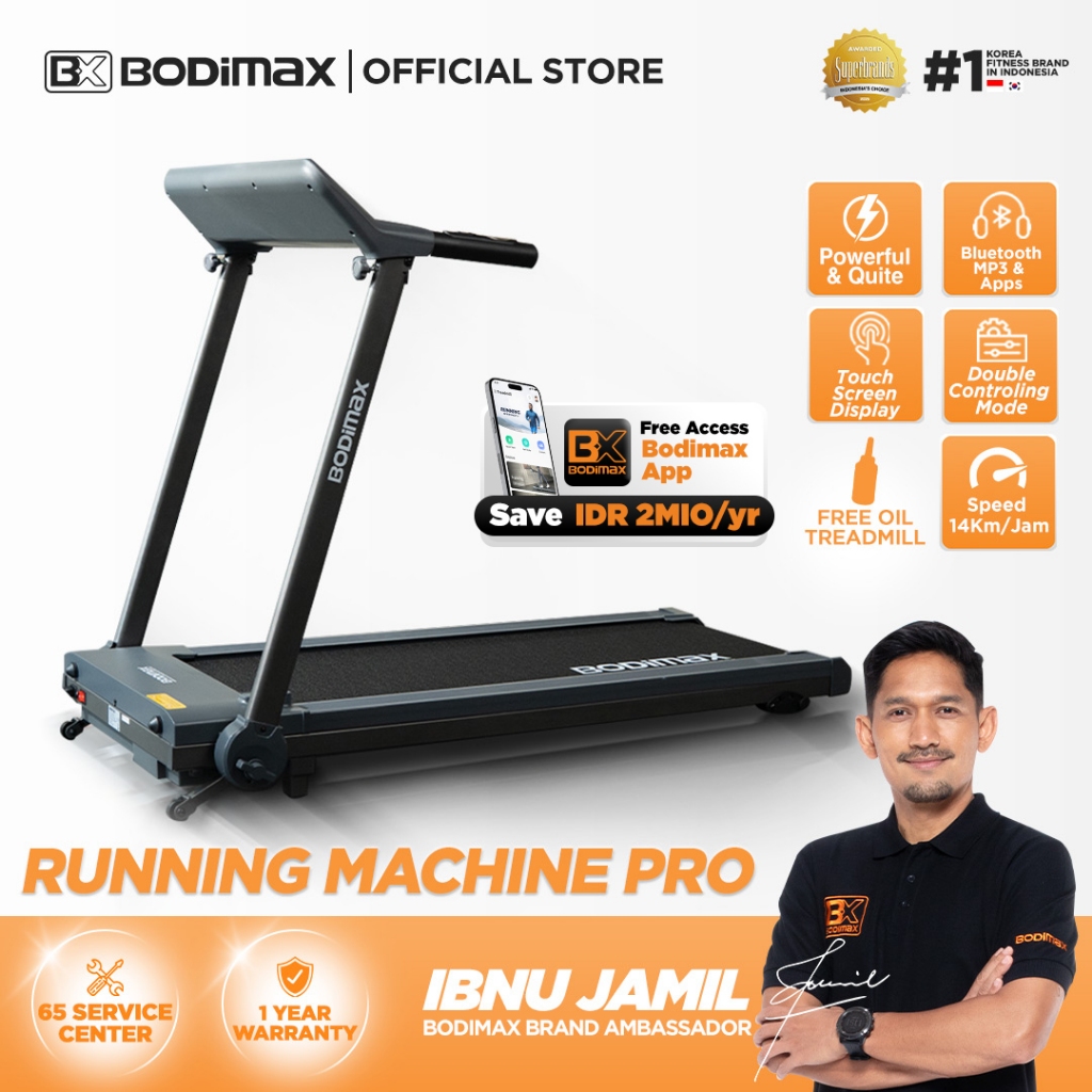 BODIMAX RUNNING MACHINE PRO – FOLDING TREADMILL / GYM / ALAT OLAHRAGA / FITNESS