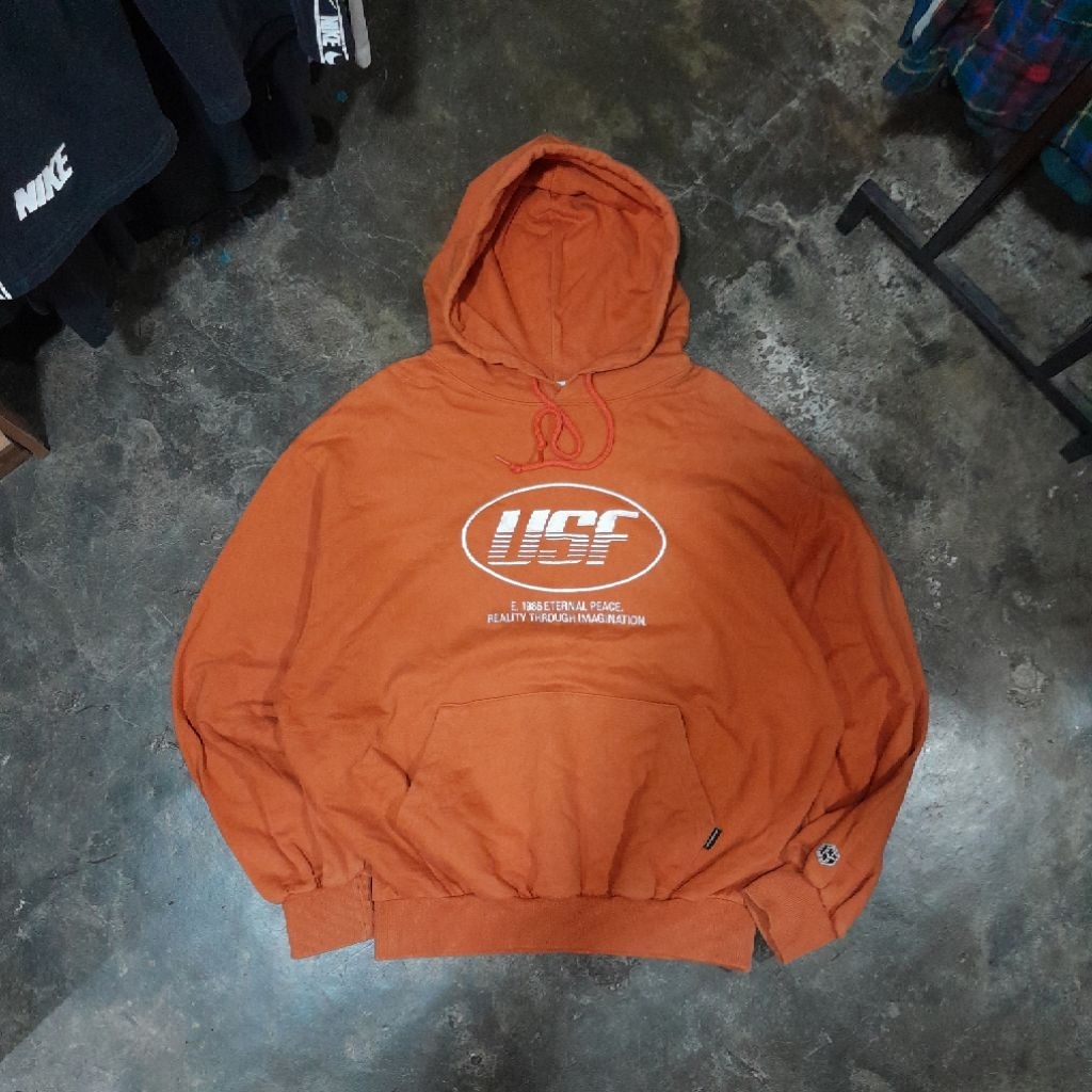 URBANSTOFF USF EMBROIDERED BOXY HOODIE RUST ORANGE