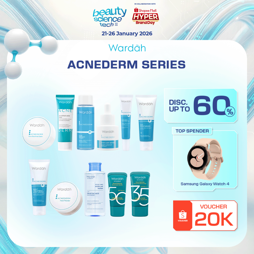 WARDAH Acnederm Acne Care All Series Lengkap - Balm, Salicylic Acid Zinc Acne Clearing Low pH Foamin