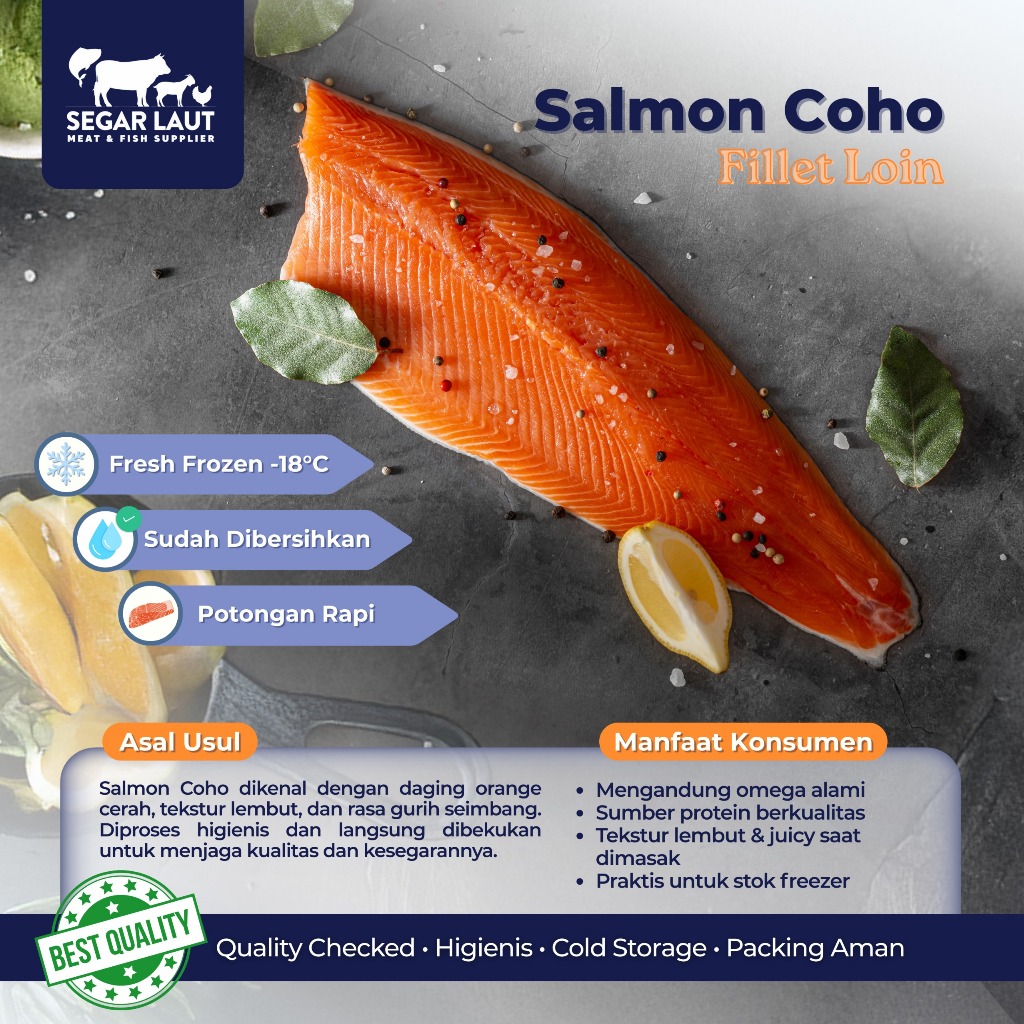 Salmon Coho Fillet Utuh | Fillet Loin | Fresh Frozen