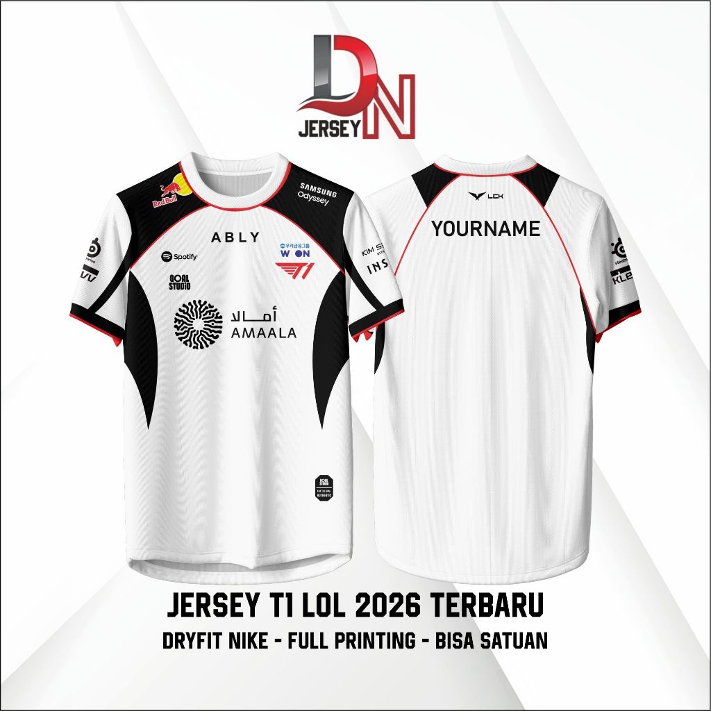 Jersey T1 LOL 2026 Terbaru Baju Kaos T1 LCK Gratis Custom Nickname