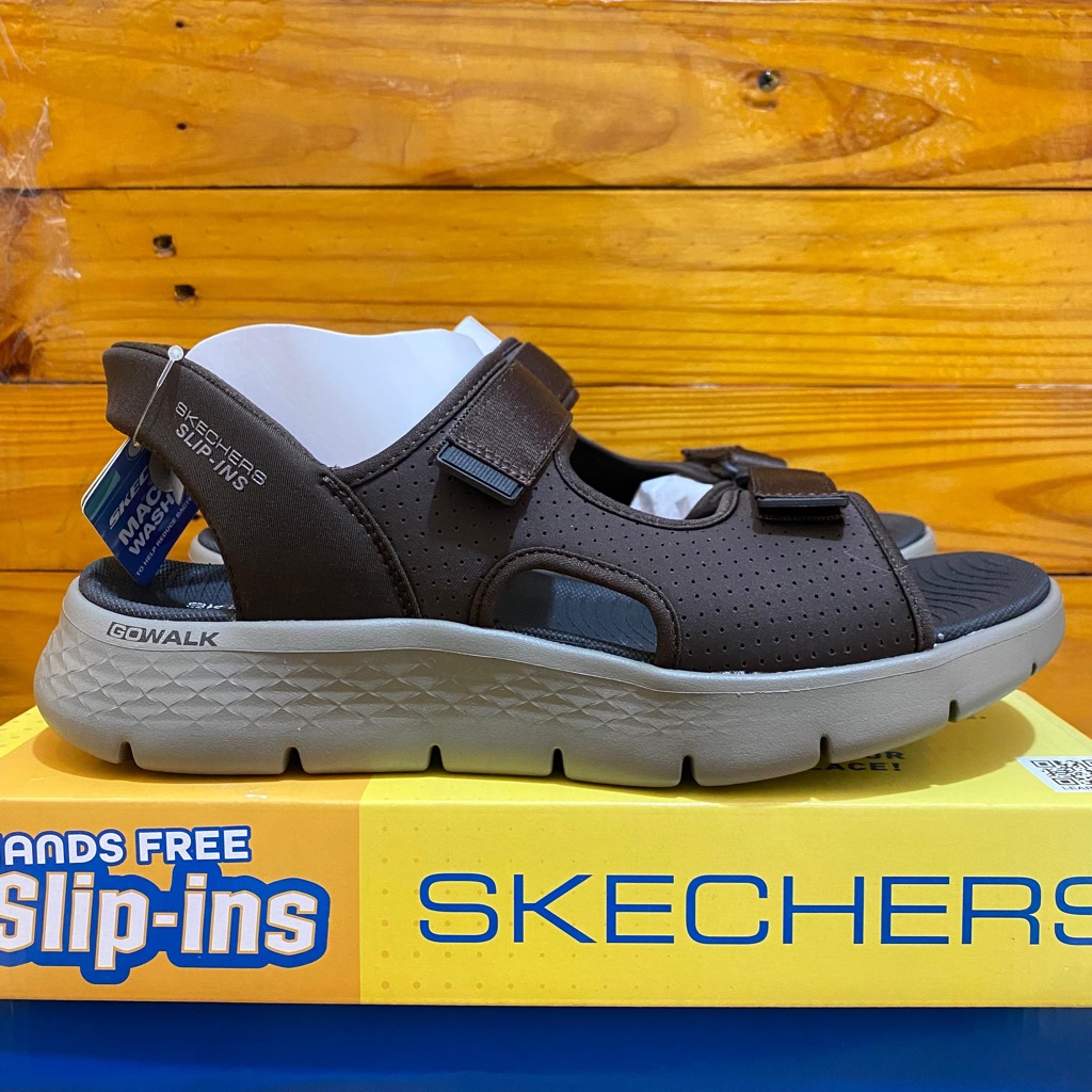 SKECHERS SANDAL TALI SKECHERS GO WALK FLEX SANDAL EASY ENTRY 229210 BROWN SANDAL GUNUNG SENDAL NYAMA