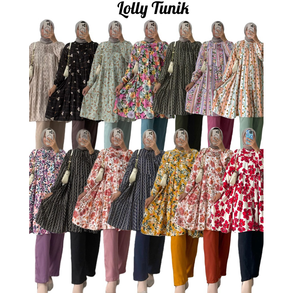 LOLLY TUNIK TERBARU SET TUNIK RAYON KOMBINASI