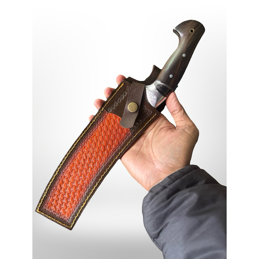 Golok baja hss cibatu sarung kulit anyam fulltang