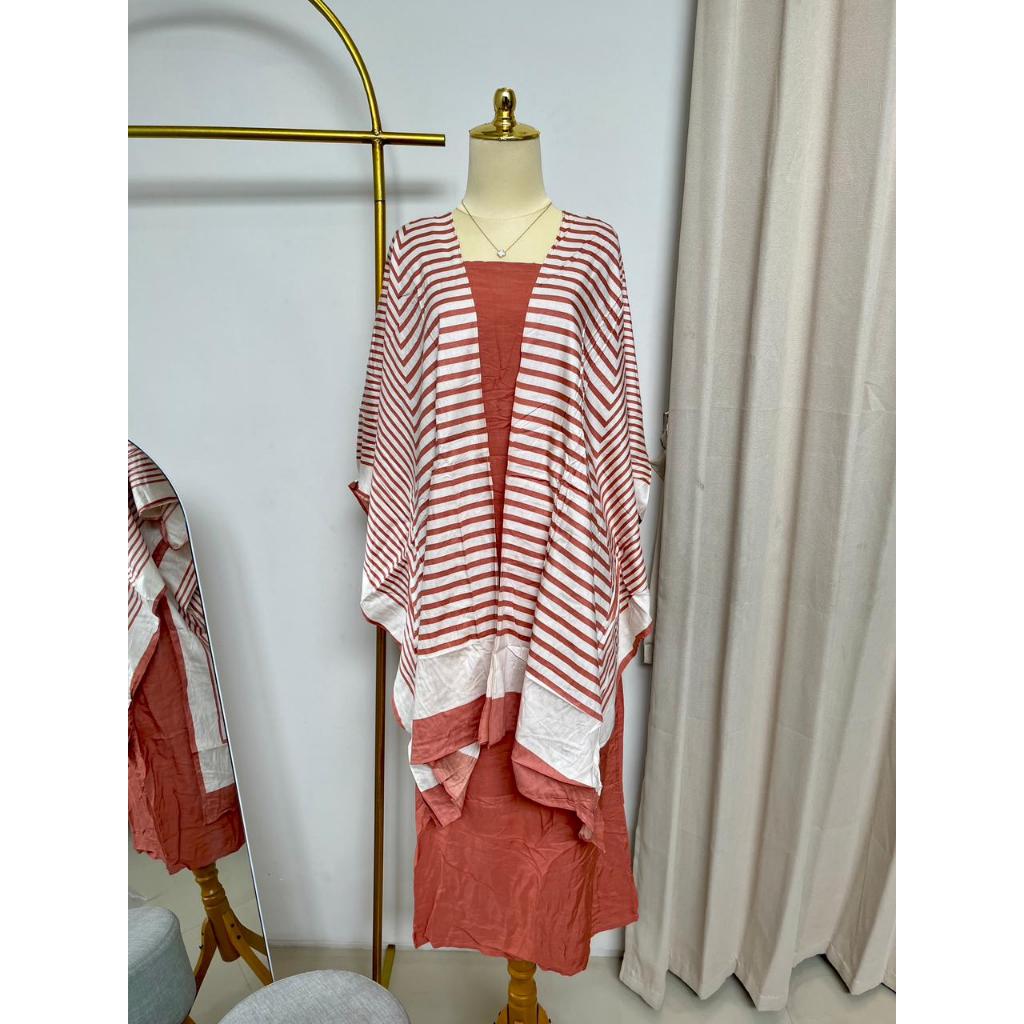SET DRESS + OUTER WANITA KEKINIAN TERBARU VIRAL CANTIK MURAH / BAJU LEBARAN WANITA /SETROK SETCEL LE